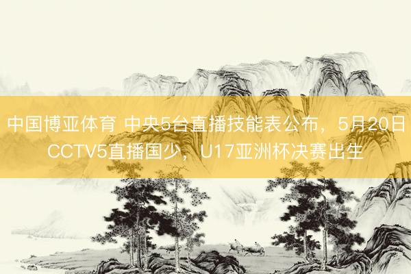 中国博亚体育 中央5台直播技能表公布，5月20日CCTV5直播国少，U17亚洲杯决赛出生