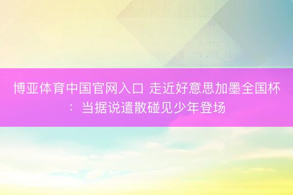 博亚体育中国官网入口 走近好意思加墨全国杯：当据说遣散碰见少年登场